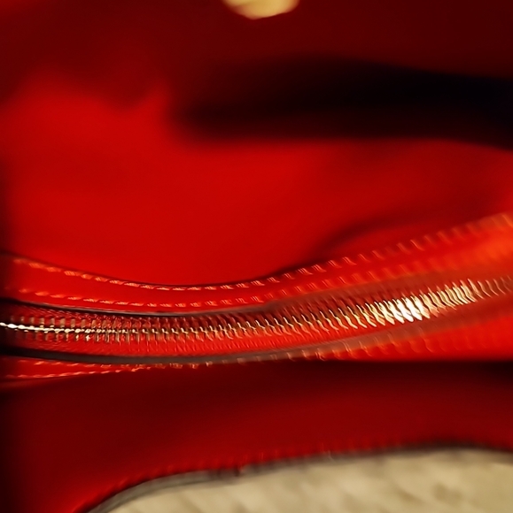 Calvin Klein NWOT shoulder monogram red/brown bag with logo charm,inside pockets - Picture 10 of 16